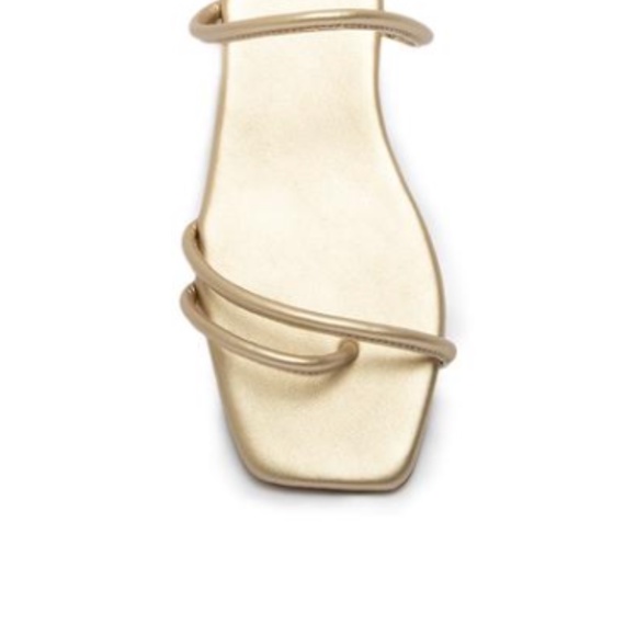 Square Toe Strappy Slide Sandals in Light Gold - Picture 4 of 7